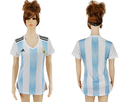 Women's Argentina Blank Home Soccer Country Jersey